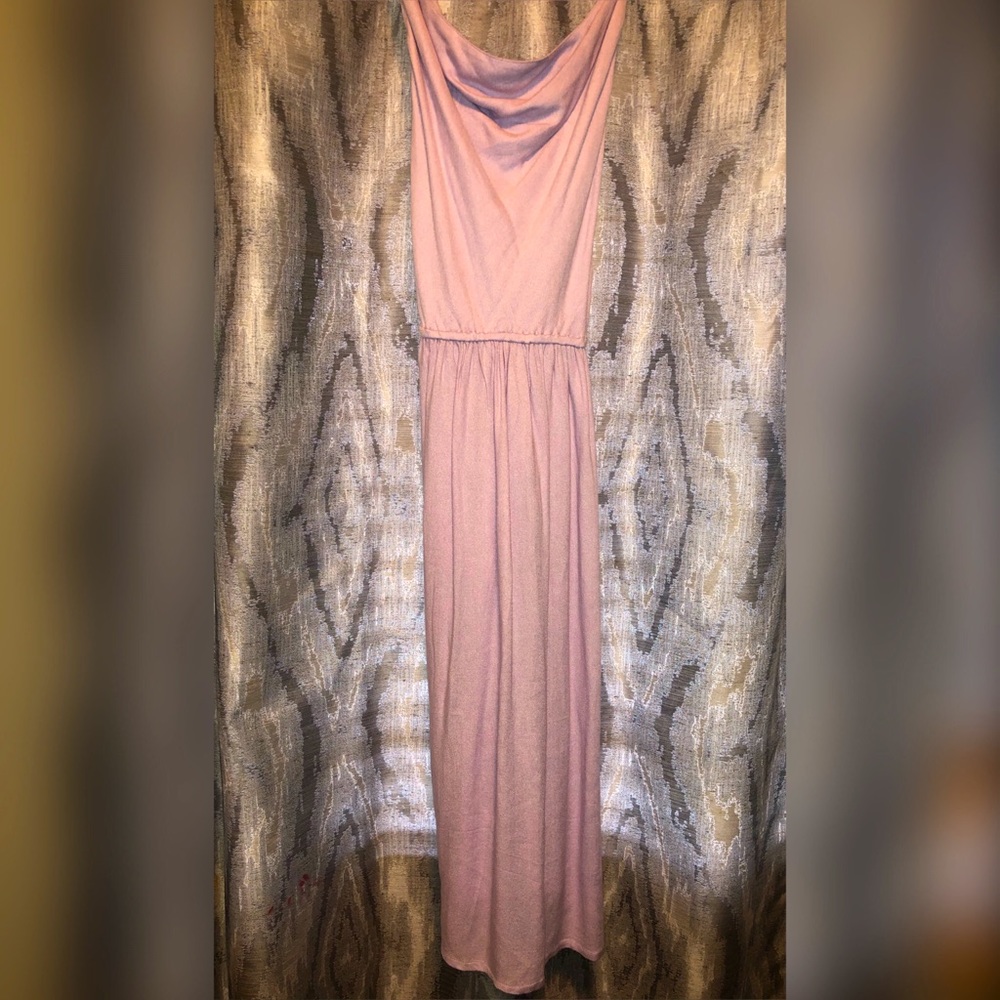 Lilac Volcom dress with a cross back straps.